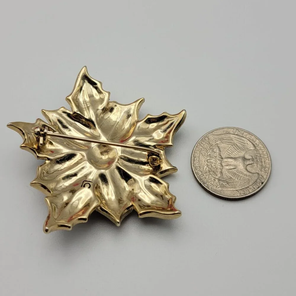 Vtg. Liz Claiborne LC Crystal Poinsettia Brooch 2